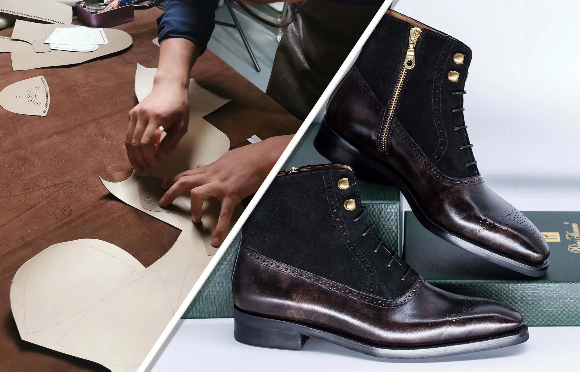 短靴的布洛克雕花與裁片設計