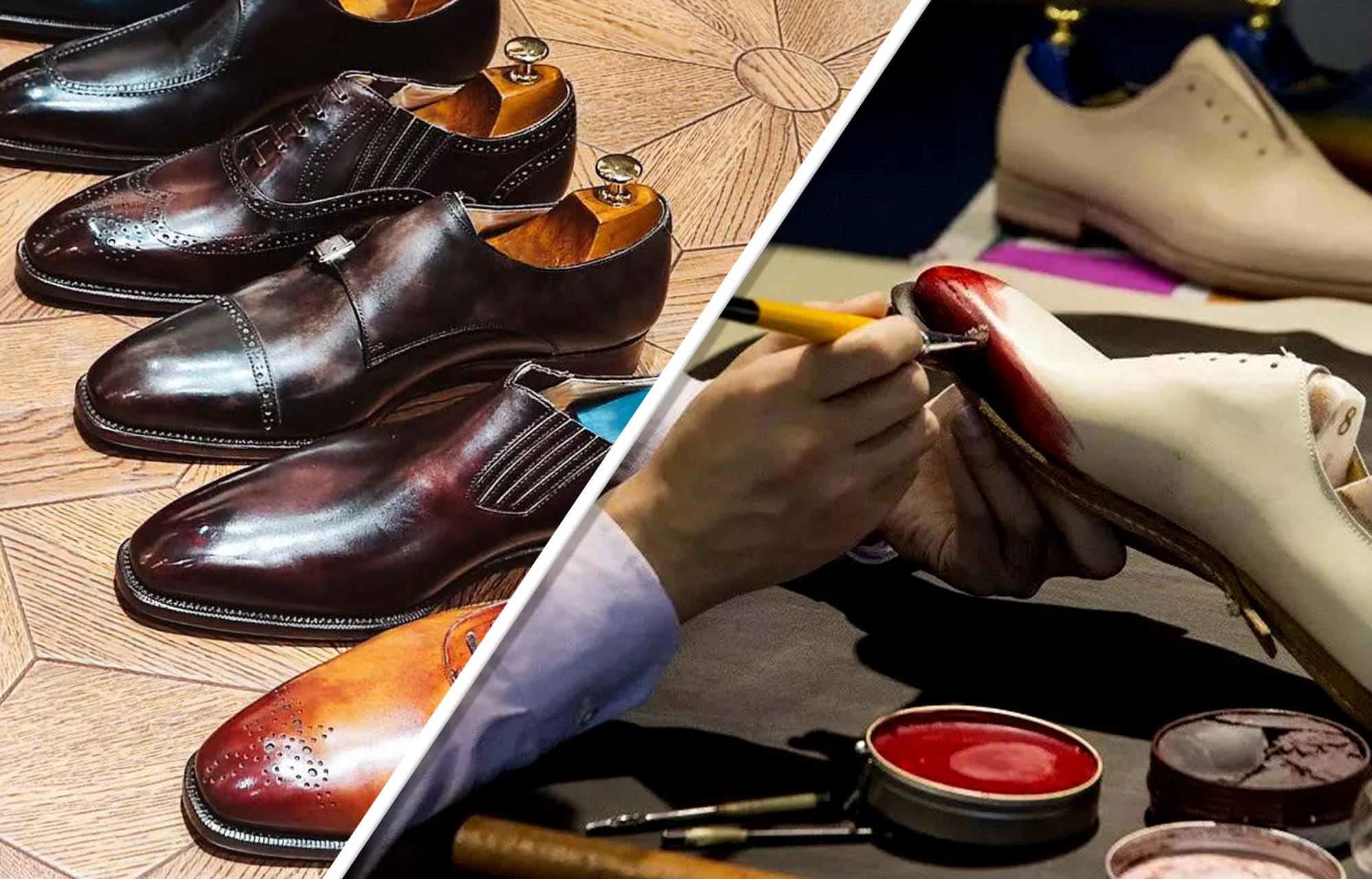 皮鞋手工染色中