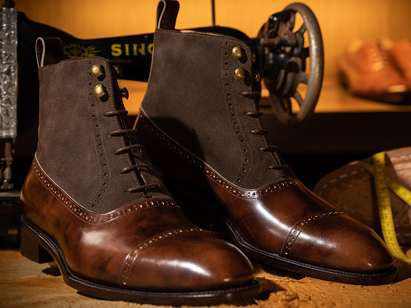 博物館皮料雕花巴爾莫勒爾靴