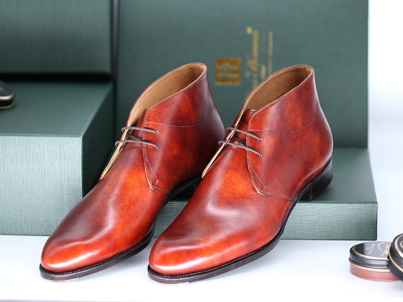 暈染擦色有雕花的切爾西靴