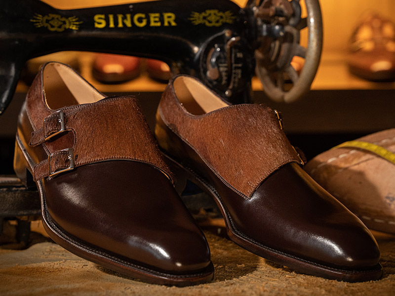 棕色胎牛皮雙釦孟克鞋