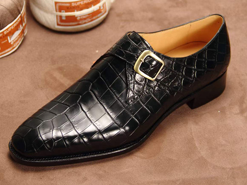 全美洲鱷魚皮單釦孟克鞋